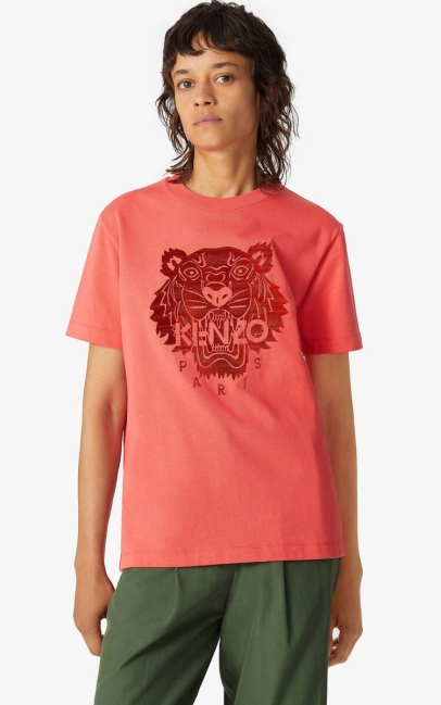 Kenzo Women Loose Tiger T-shirt Red Orange